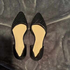 Black Perforated Women's Flats